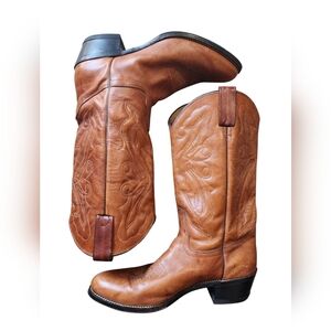 Men's ABILENE brown leather cowboy boots, size 10.5 D